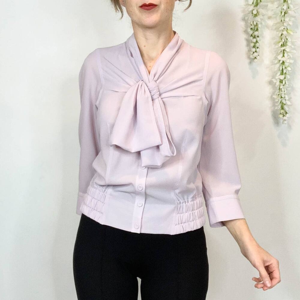 NWT BYRON LARS Beauty Mark Lavender Flounced Georgette top bow fairycore 2593
